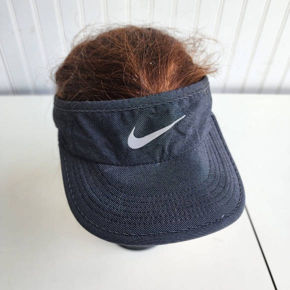 Nike Dri-Fit AW84 Running Visor - Black Strap Back Hat - One Size - Picture 2 of 8